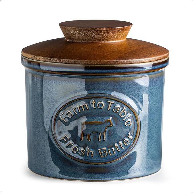 Ceramic Butter Dish with Lid, Butter Crock by YHOSSEUN