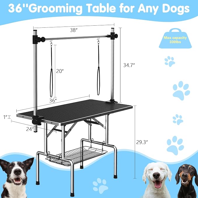 Lyromix 36''Large Dog Grooming Table, Adjustable Cat Drying Desktop - Image 6