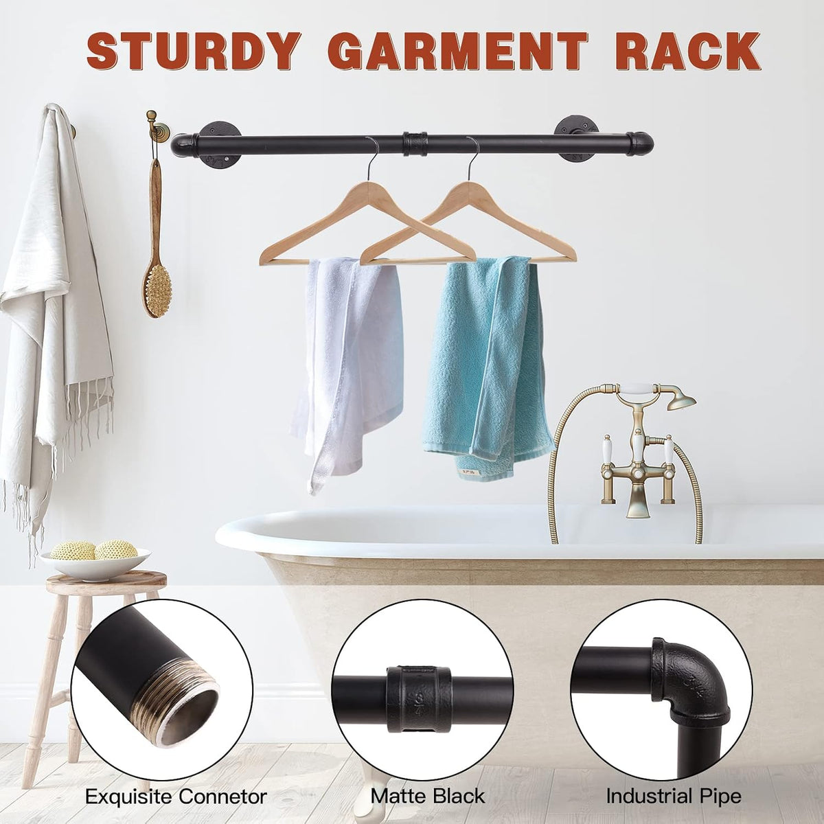 Clothing Rack - 36" Industrial Pipe Clothing Garment Rack