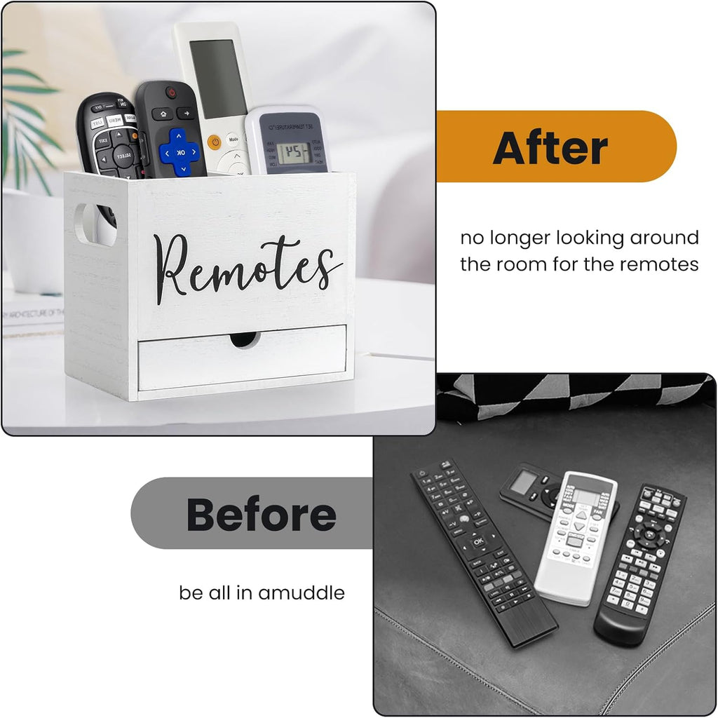 Remote Control Holder, 2 Slot Wooden TV Remote Holder for Table