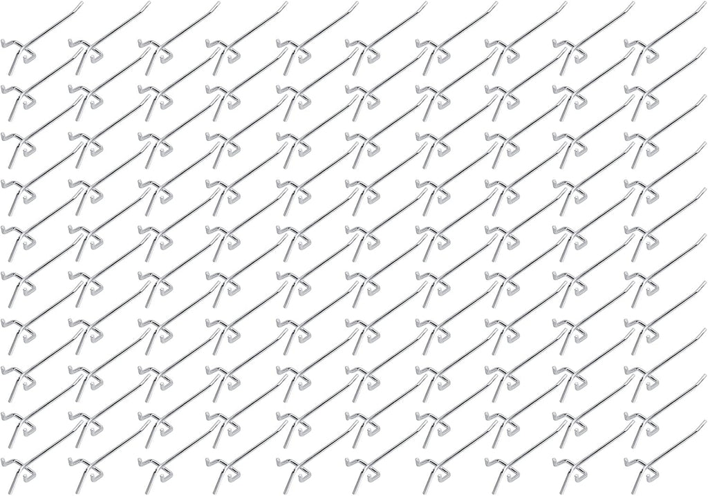 100 Pack PEG Board Pegboard Shelving Hooks 4" Length Wholesale Lot