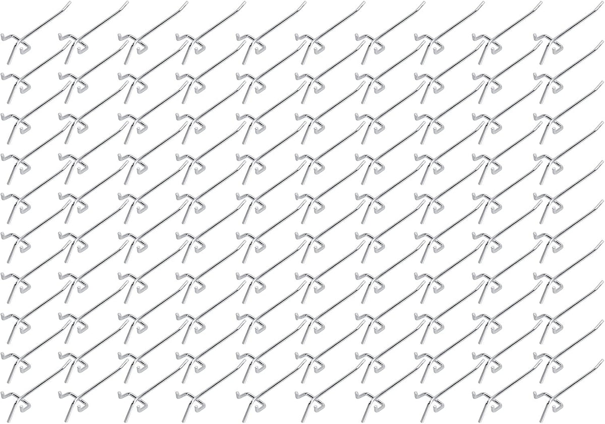 100 Pack PEG Board Pegboard Shelving Hooks 4" Length Wholesale Lot