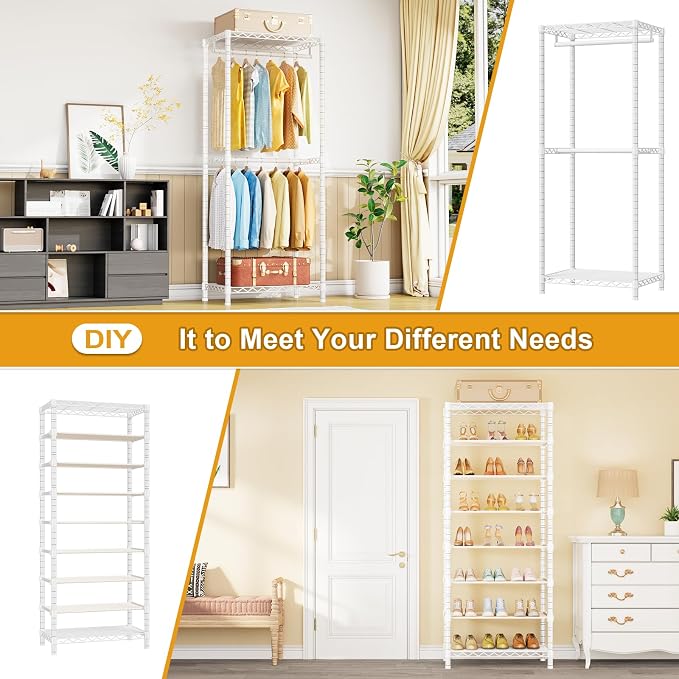 E16 Heavy Duty Clothing Rack（With 7-Tier Adjustable Shoe Rack） Freestanding - Image 6