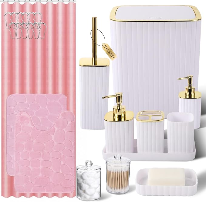 Bathroom Accessories Set- 25PC White Bathroom Set, Bathroom Set by BetterbathroomwithXLHOME