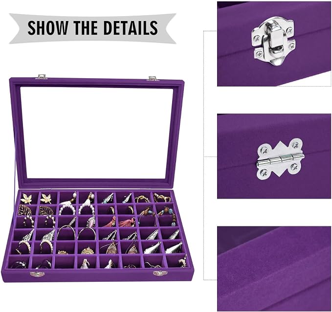Velvet Jewelry Tray 48 Grid Jewelry Display Tray Organizer Box - Image 4