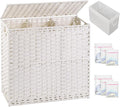 Laundry Hamper with Lid Laundry Basket 132 L Wicker Clothes Hamper, Handwoven by SETVSON