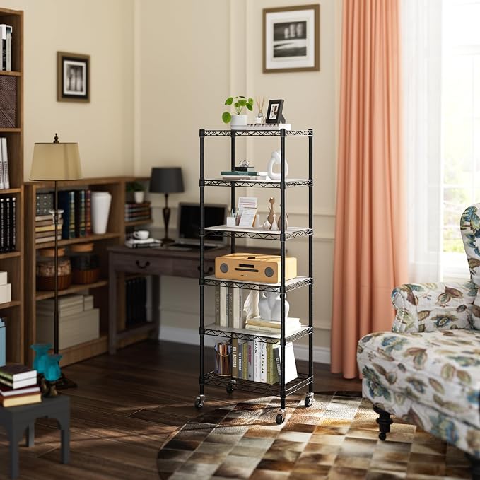 Small 6 Tier Shelves Storage Wire Shelving Unit Metal Shelf Adjustable - Image 2