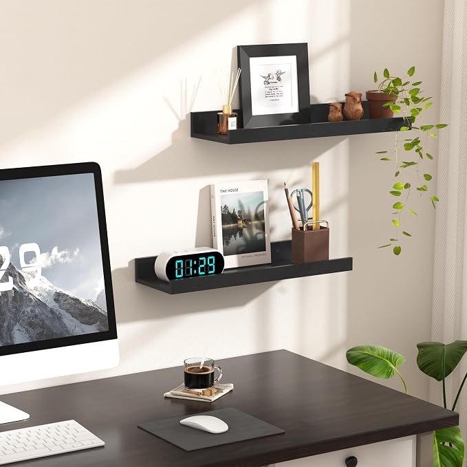 upsimples Floating Shelves for Wall, Wall Shelves for Decor Storage Set of 6 - Image 7