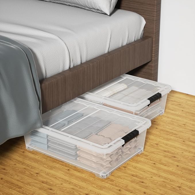 4-Pack 25 L Plastic Under Bed Storage - Image 4