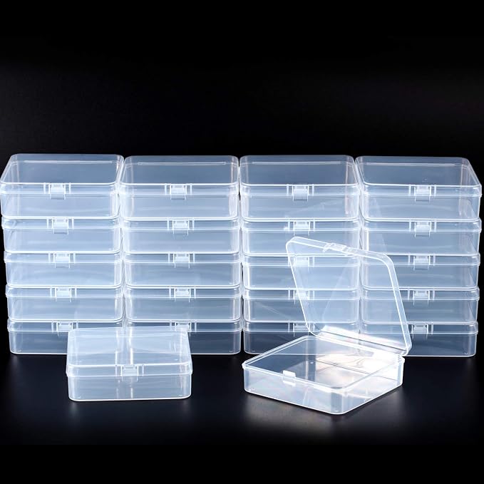 SATINIOR 24 Packs Small Clear Plastic Beads Storage Containers Box - Image 3