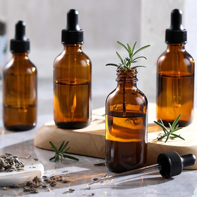 4 Pack, 1 oz Thick Dark Amber Glass Dropper Bottles - 30ml Tincture Bottles - Image 9