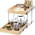 Sikarou Wood Pull Out Cabinet Organizer 2 Tie 11" W x 21" D for 12"