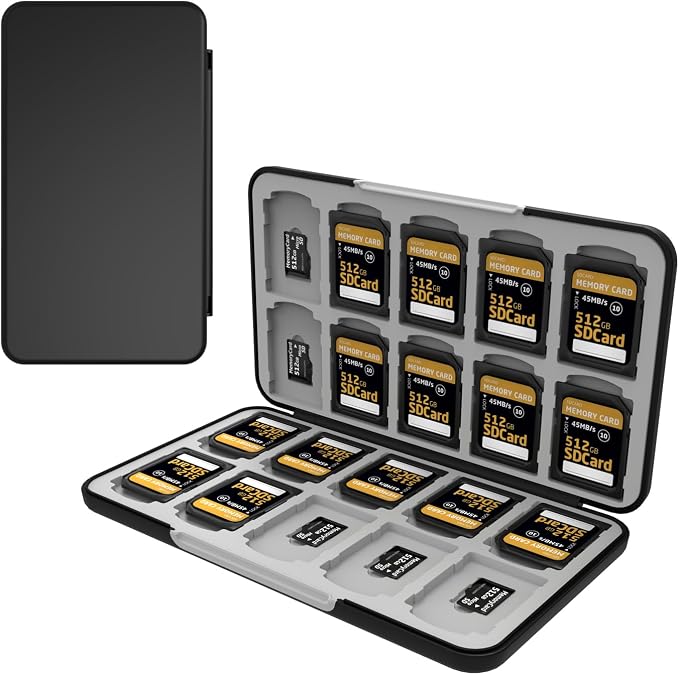 Memory Card Case with 40 Slots for 20 Micro SD SDXC SDHC TF Cards and 20 SD by Anyskill