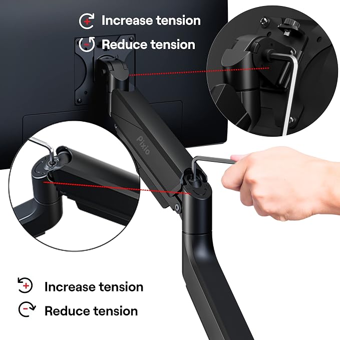 Pixio PS2D Ultrawide Heavy-Duty Premium Dual Monitor Arm Stand Desk Mount - Image 7