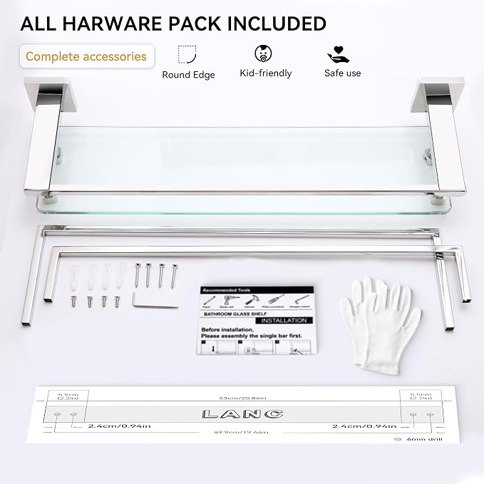 LANC Bathroom Shelf with Towel Bars - Image 7