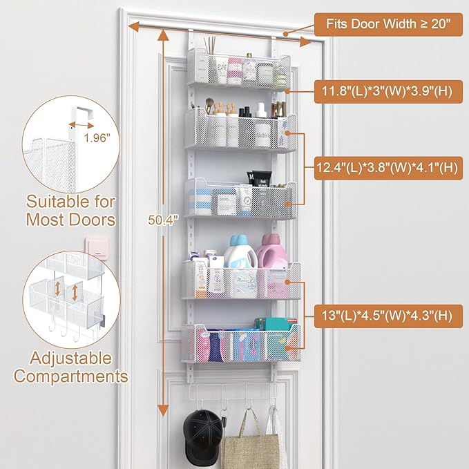 Over The Door Organizer, Metal Door Organizer Hanging - Image 3