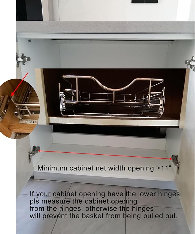 DINDON 1 Tier Pull Out Cabinet Organizer Heavy-Duty Metal Sliding Drawer Shelf - Image 3