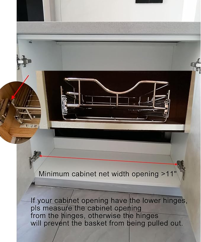 DINDON Pull Out Cabinet Organizer, Heavy-Duty Metal Sliding Drawer Shelf - Image 3