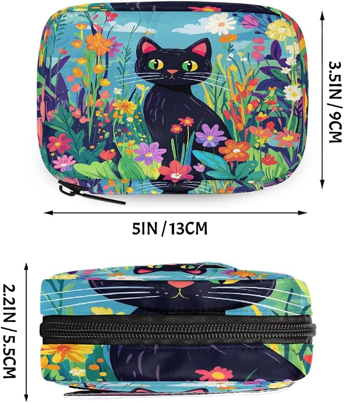 Art Painting Flower Cat Pill Organizer Travel Medicine Case - Image 2