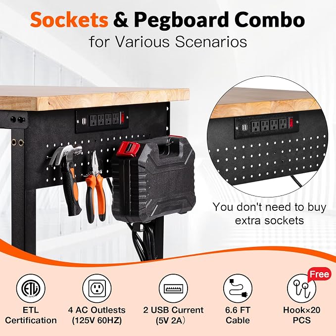 Adjustable Height Work Bench 48×24 Workbench - Image 3