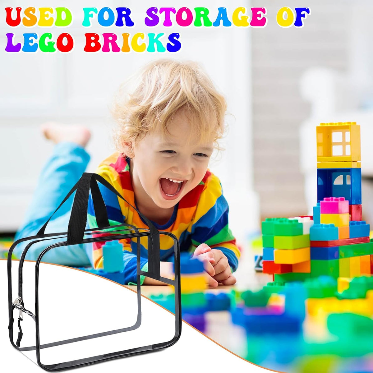 8 Packs XL Toy Storage Bags, Reusable Clear PVC Board Game Storage