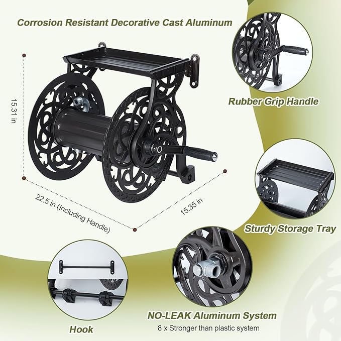 Metal Decorative Garden Hose Reel, Heavy Duty Hose Holder - Image 7
