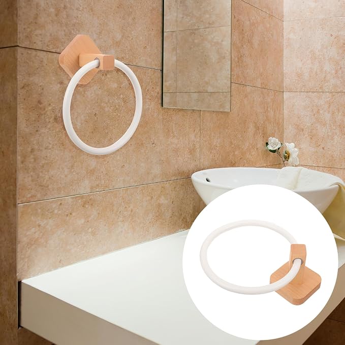 Wooden Hand Towel Ring Holder Space-Saving Bathroom and Kitchen Towel Organizer - Image 8