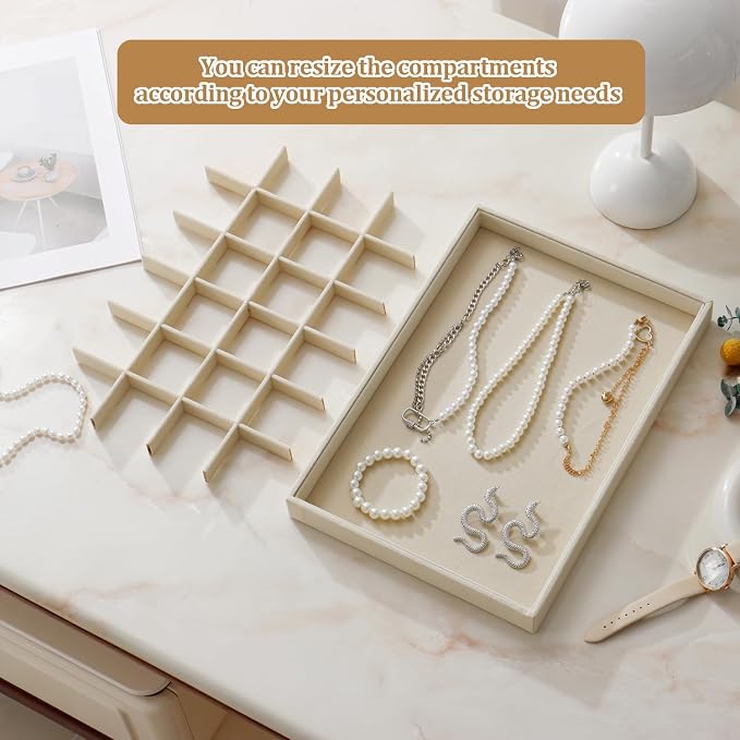 Large Velvet Jewelry Tray 2 Pack Stackable Jewelry Display Drawer Inserts Trays - Image 5