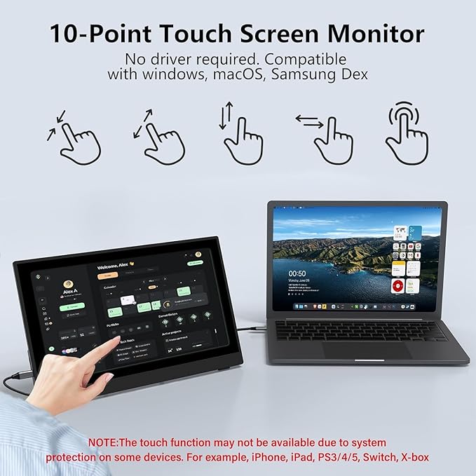 InnoView Portable Monitor Touchscreen 15.6" 1080P 10-Point Touch Screen - Image 3