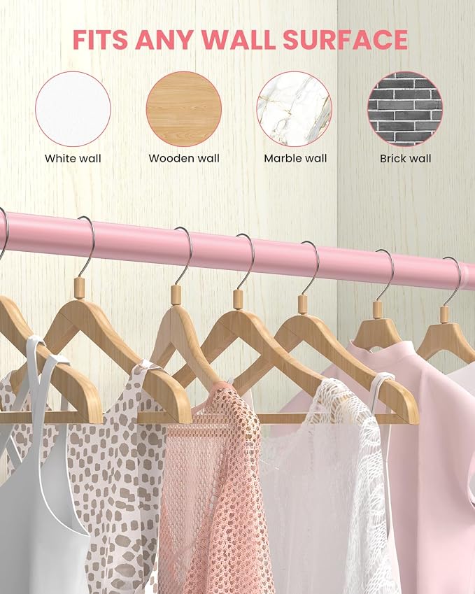 Closet Rods for Hanging Clothes, 17 to 99 Inches Stepless Adjustable Metal - Image 8