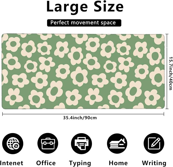 Gaming Mouse Mat Vintage Groovy Flowers Large Mouse Pad Extended Mouse Pad Desk - Image 3