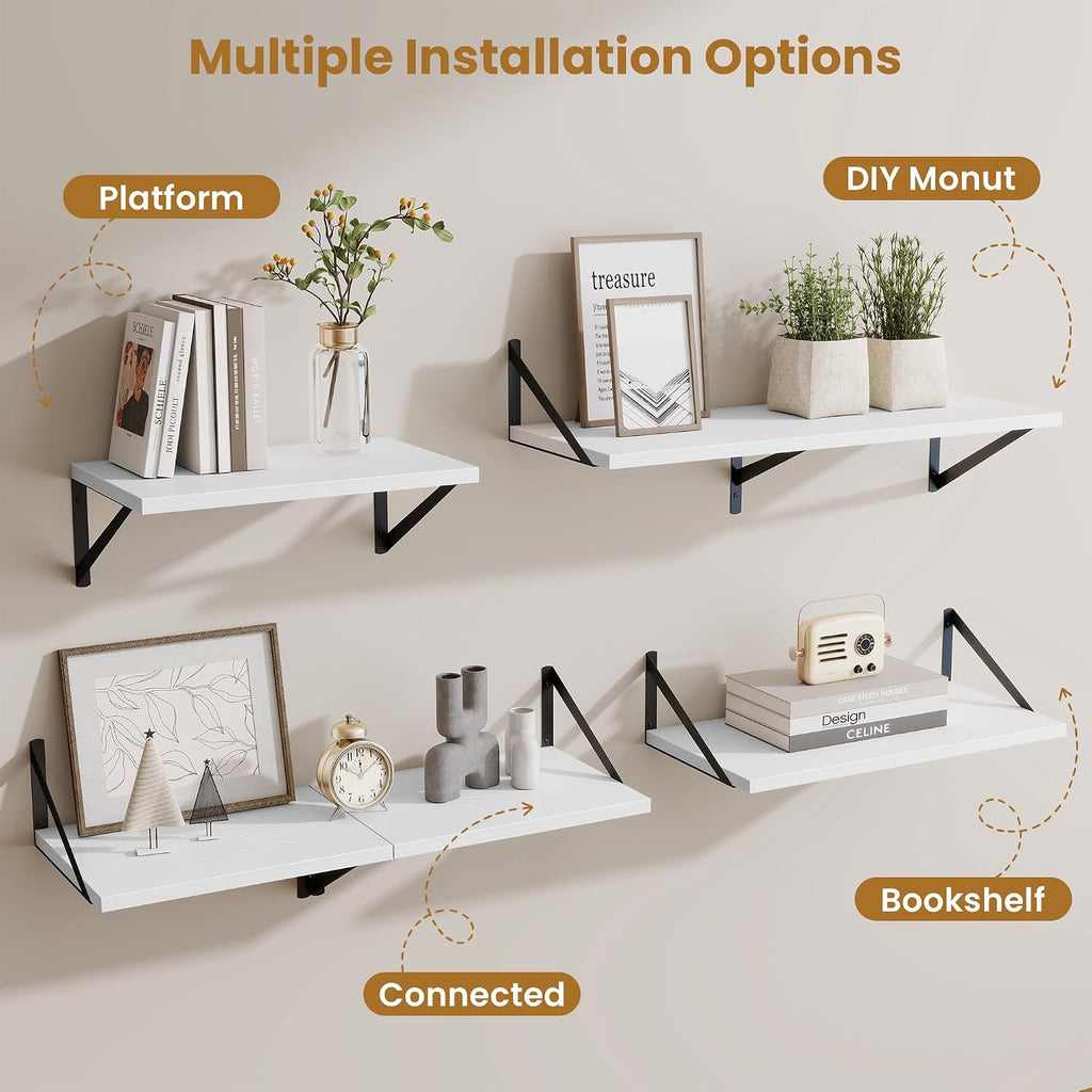 Deep Floating Shelves,16" Wx10 D Floating Shelves for Wall Set of