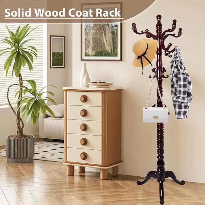Solid Wooden Coat Rack Stand, Coat Racks Freestanding - Image 5