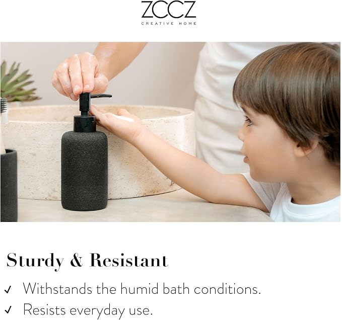 ZCCZ Black Stone Bathroom Accessories Set 6 Pieces - Image 5