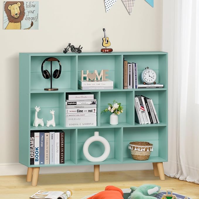 LEYAOYAO 10 Cube Bookshelf, 3 Tier Modern Wide Bookcase - Image 8