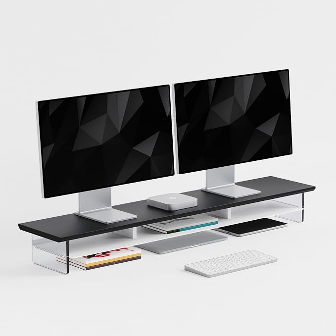 Dual‑Tier Monitor Stand for Modern Desk Setup – Minimalist Wooden and Metal by FENSULN