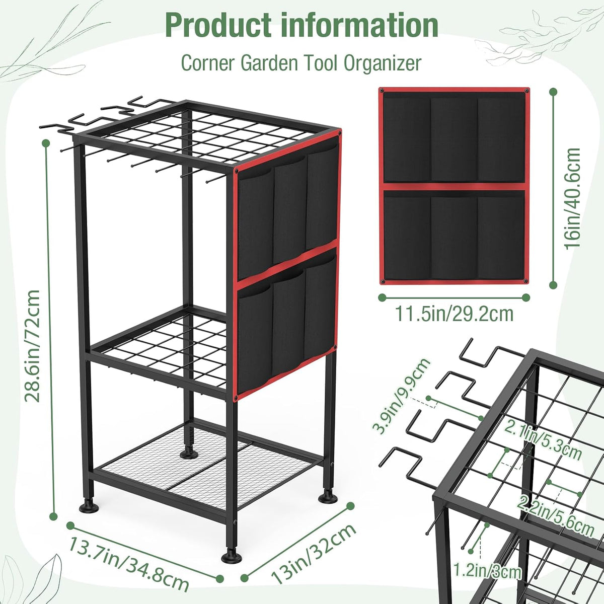 Garden Tool Organizer,Metal Yard Tool Organizer,Holds 50 Long-Handled