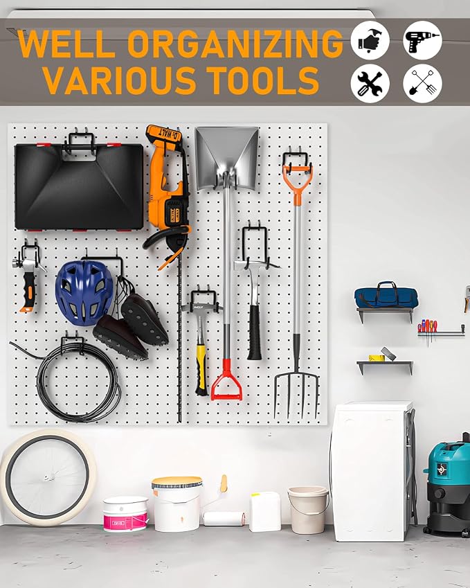 INCLY 24 Pack Heavy Duty Pegboard Hooks, 1/4" Pegboard Drill Holder Tool - Image 7