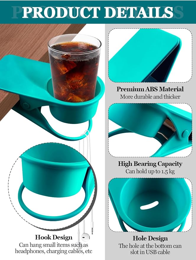 Kalolary 2-Pack Table Edge Cup Holder - Image 3