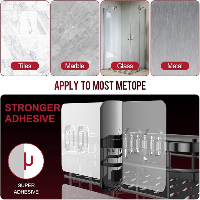 Large Capacity Shower Caddy, Heavy-Duty Adhesive Shower Organizers - Image 6