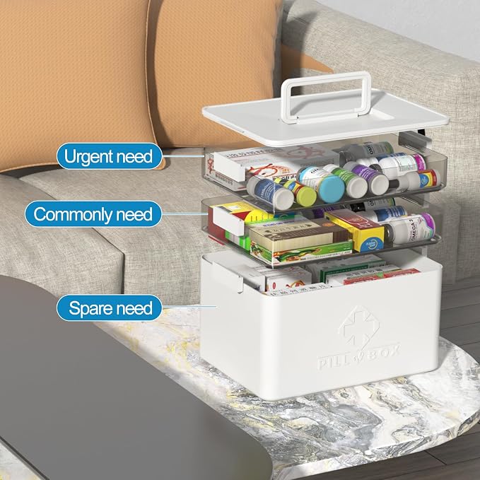 Morcte 3-Tier Medicine Organizer, Portable Medicine Cabinet - Image 4