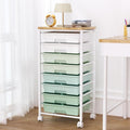 Rolling Cart with 8 Drawers, Storage Drawers Cart with Wooden Tabletop and by Unknown