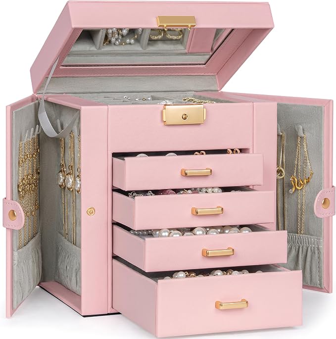 TORIBIO Jewelry Box for Women, Leather Jewelry Organizer by TORIBIO