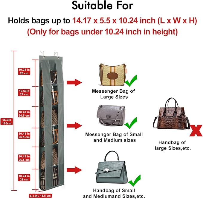 Lirex Over The Door Organizer, 2 Pack Handbag Storage - Image 2