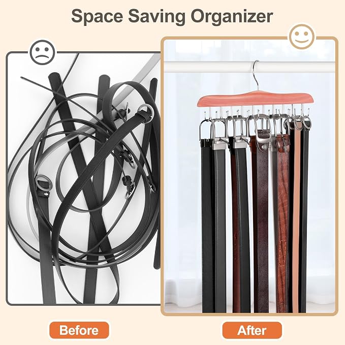 TOPIA HANGER Belt Hanger for Closet, Cedar Wooden Hangers - Image 4