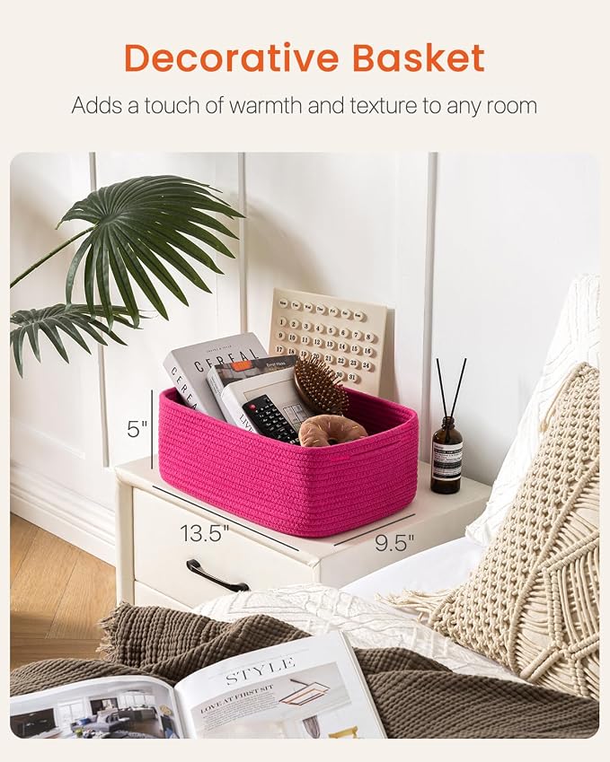 Small Woven Basket, 13.5 x 9.5 x 5 Inches, Storage Basket - Image 2