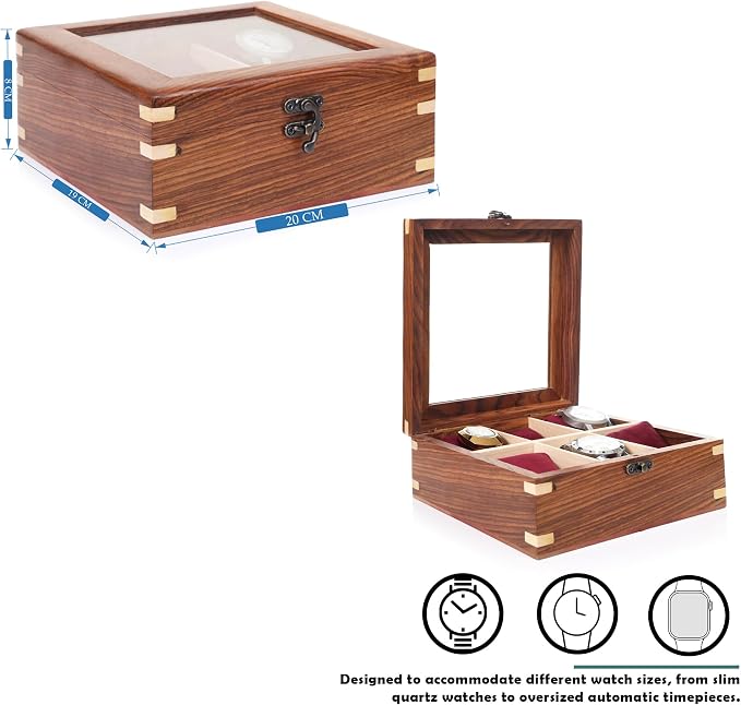 Wooden Watch Box for Men & Women, Watch Organizer & Display Case, Premium - Image 5