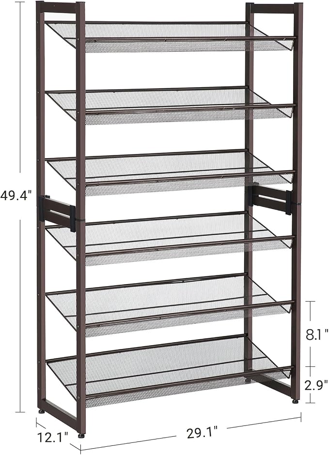 SONGMICS Shoe Rack, 6-Tier Shoe Organizer, Metal Rack - Image 3