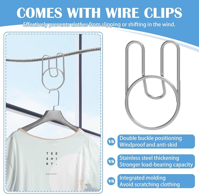 Retractable Clothesline Indoor, Non-Sagging Outdoor Clothes Line Retracting - Image 5