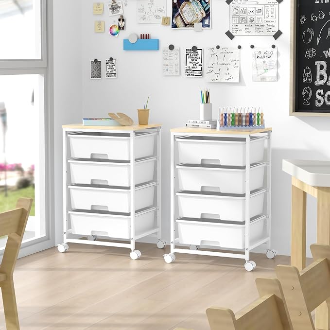 Utility Cart with 4 Drawers, 4-Tier Rolling Storage Cart Organizer - Image 7